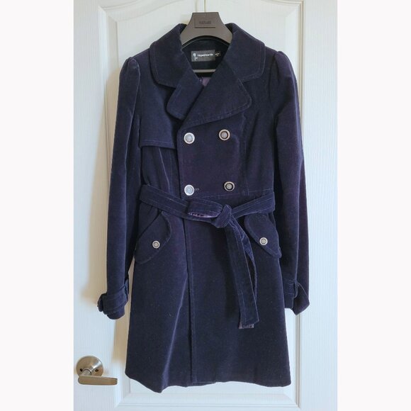 Hopeshow Jackets & Blazers - Navy Velvet Trench Coat / Jacket